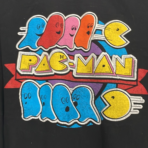 Pac Man Shirt Youth XL Black Short Sleeve Retro 80s Gamer T Video Game Nerd Core - Picture 2 of 4